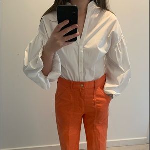 Veronica Beard Aileen Puff Sleeve Poplin Blouse